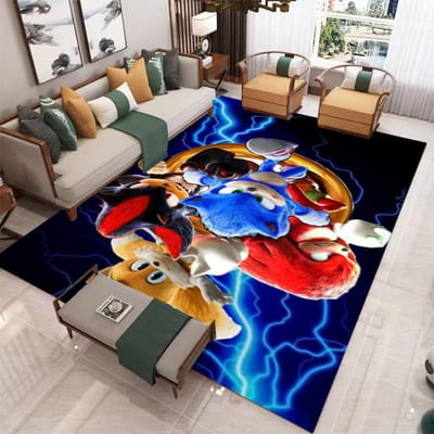 S-Sonic Anime Karakter Tapijt voor Woonkamer Huis Sofa Decoratie, Kinderen Spel Groot Decor Vloermat Yoga Mat Groot Tapijt 120*160cm