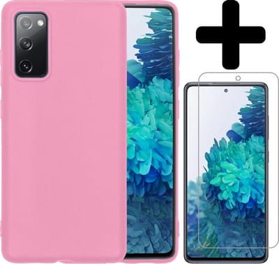 Hoesje - Met Screenprotector - Geschikt voor Samsung Galaxy S20 FE - Sterk & Shockproof - Telefoon Hoes - Back Cover - Siliconen Case - Telefoonhoes - Lichtroze