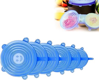 Dailygoods- Siliconen Deksels Rekbaar - Set van 6 - BPA-vrij - Voedselveilig - Herbruikbaar - Flexibel en Duurzaam - Dekselset