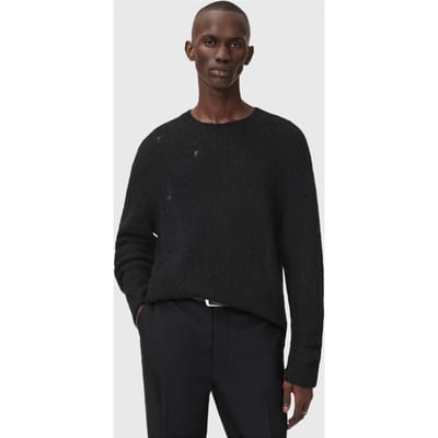 AllSaints Edgin Crew Black Taglia: XS | Maglioni a maglia Outlet | Uomo | Nero