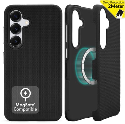 My Style Hoesje geschikt voor Samsung Galaxy S24 MagSafe Telefoonhoesje Hardcase | My Style Magsafe Tough Backcover Shockproof | Geschikt voor MagSafe | Geschikt voor Draadloos Opladen met Magnetische Ring | Geschikt voor MagSafe Case - Zwart