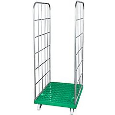 Rolcontainer, 2-zijdig, kunststof vloerplaat, 724 x 815 x 1850 mm, groen (RAL 6024)