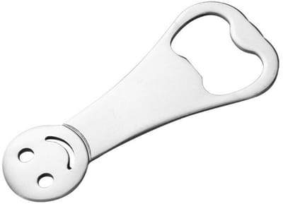 Flesopener – 8 x 3,5 cm – Set van 2 – Flessenopener – Kurketrekker-Rvs flessenopener – Handige tool om flessen te openen – Compacte tool – Smiley-design – Draagbare bar-tool voor thuiskeukens, kamperen en picknicks