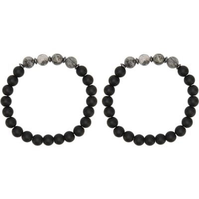 2pcs Homme Femme Bracelet Magnétique Tendance Acupression Minceur Soulagement Douleur Perle de Pierre Aimant