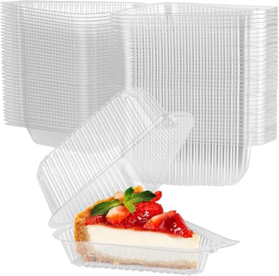 100 Stuks Cake Dozen, 13 cm x 7 cm, Aanpasbare Dozen voor Cheesecake, Transparante Plastic Cupcake Dozen met Deksel voor Salades en Sandwiches