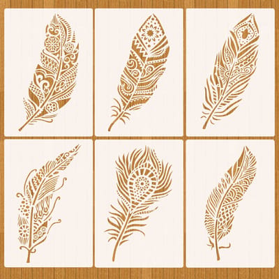 6 stuks mandala-verensjablonen om op hout te schilderen, doe-het-zelf tekening, schildersjabloon voor volwassenen, herbruikbare verfsjablonen voor vloer, muur, fotoalbum, kasten, decoratie (26 x
