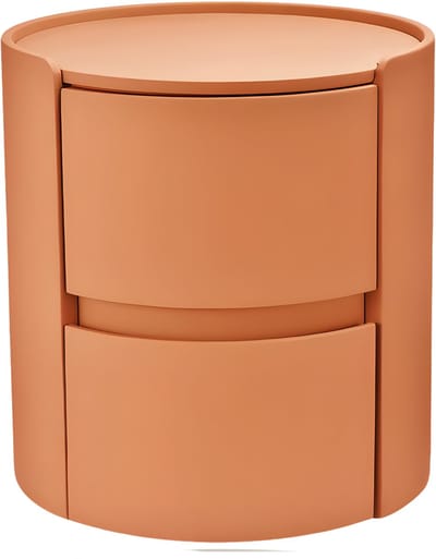 Rond nachtkastje - Bijzettafel - Voor thuis, kantoor of slaapkamer - Modern, met 2 laden - Massief hout - Oranje