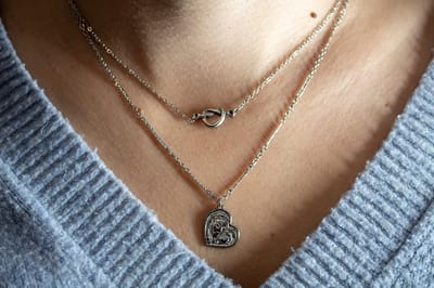 knoop hart met moeder kind afbeelding Premium Stainless Steel ketting | zilverana | damesketting | collier