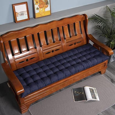Bankkussen Outdoor - Palletkussen Rechthoekig - Comfortabel Zitten - Extra Dik - 53 x 170 cm - Blauw