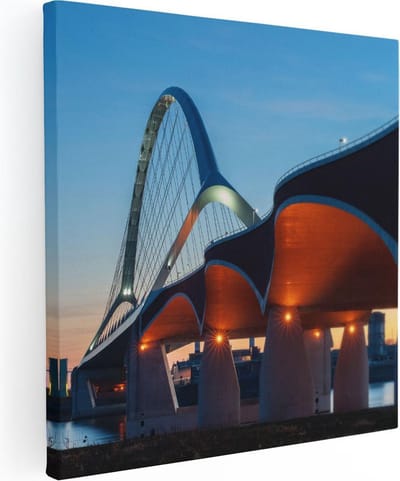 Artaza Canvas Schilderij Skyline - 30x30 cm - Klein - Wanddecoratie Zonsondergang - Muurdecoratie Architectuur - Kamer Accessoires Stad