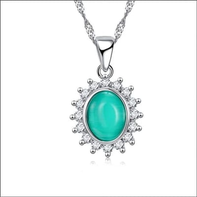 Aramat Jewels | Halskettingen | Zilveren Dames Ketting met Cat’s Eye steen | Groen | |1,5mm | Zilver | Volwassenen | Verkleurd niet