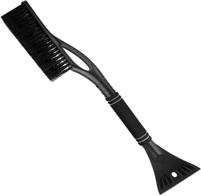 Intirilife IJskrabber 2in1 Sneeuwborstel in zwart -60 cm - ergonomische antislip softgrip - ruitenkrabber Sneeuwborstel Sneeuwschraper voor het eenvoudig en snel verwijderen van vorst en sneeuw