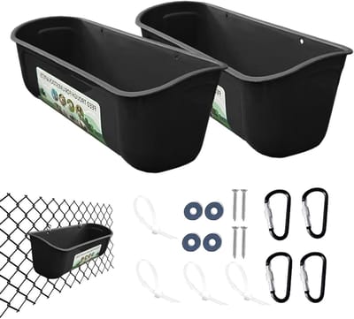 Drinkbak voor kippen - Voedercontainer pluimvee - Dieren voeden - Afvalvrij systeem - 2 stuks - Zwart