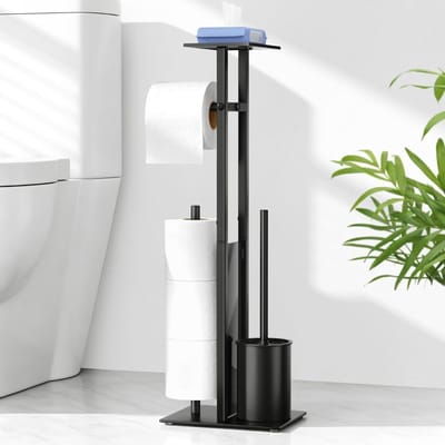 Toiletbutler - Toiletrolhouder Staand - Zilver