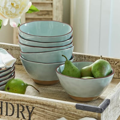 LOBERON Kom set van 6 Biarré turquoise