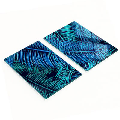 Decoratieve glazen snijplanken met palmbladerenmotief, 2x40x52 cm