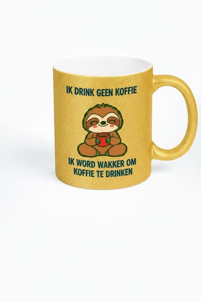 Sloth Koffiemok "Ik drink geen koffie, ik word wakker om koffie te drinken" - Grappige Cadeau Mok