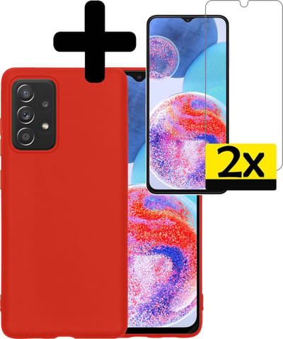 Hoesje - Met 2x Screenprotector - Geschikt voor Samsung Galaxy A23 - Sterk & Shockproof - Back Cover - Siliconen Case - Telefoon Hoes - Telefoonhoesjes - Rood