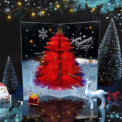 Allecto - 3D Wenskaart Pop-up Kerstkaart - Design - Rood