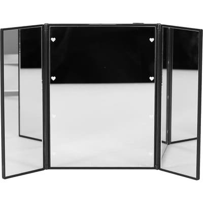 1 stuks Driezijdig Opvouwbaar 8 LED Helderheid Lichten Bureau Tafel Make-up Cosmetische Spiegel (Zwart) zwart
