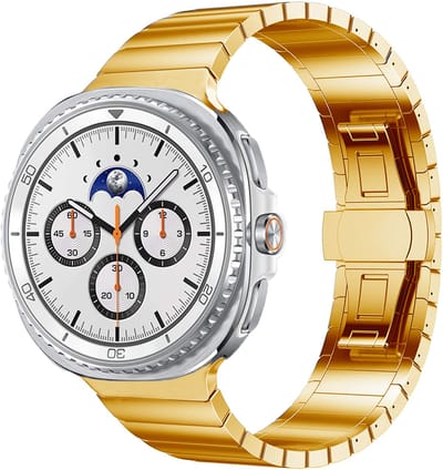 Stravo Luxe RVS bandje – Geschikt voor Samsung Galaxy Watch 9 (40/44mm) / Watch 8 (40/44mm) / 8 Classic (46mm) – Zakelijke RVS horlogeband met vlindersluiting – inclusief inkortset (Rosé goud)