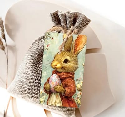 Karton Label Kaartje Pasen incl. touw - Happy Easter - Paaslabels - Konijn - Eieren - 5 assorti | Cadeau label - Kaart - Labels - Memokaart | Cadeau - Gift Tag - Leuk verpakt | Geschenk | DH collection