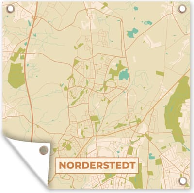 Tuin poster Norderstedt - Plattegrond - Kaart - Vintage - Stadskaart - 200x200 cm - Tuindoek