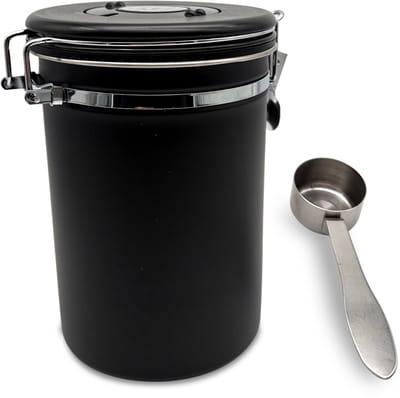 Purepeak Koffie Bewaarblik - Koffieblik - Koffiebus - Voorraadbus Koffie - Zwart - Uienpot - Knoflookpot