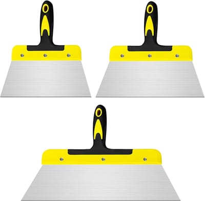 3 stuks plamuurmes, 20 cm 25 cm 40 cm breed plamuurmes set professioneel roestvrijstalen breed plamuurmes muurwerk droogisolatie afwerkingsspatel plamuurmes voor het pleisteren van muren