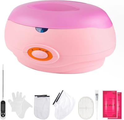 Paraffinebad set voor handen en voeten, 200 W, inclusief accessoires en 2 x 450 g roze paraffinewas voor optimale hydratatie en verzorging van de huid