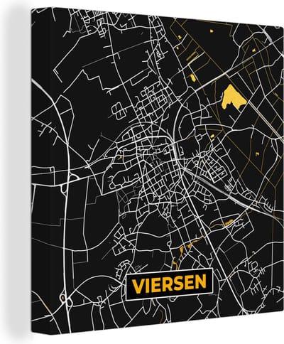 Canvas Schilderij Viersen - Goud - Stadskaart - Plattegrond - Kaart - Duitsland - 20x20 cm - Wanddecoratie