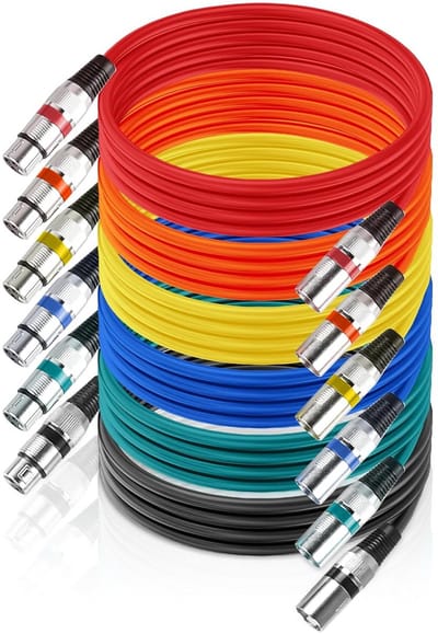 XLR Kabel Set - Microfoon Signaal - Studio Opnames - Meerlaagse Afscherming - 6 Stuks 2m - Kleurrijk