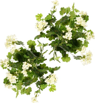 Topart Kunstbloemen boeket Oostenrijkse Geranium wit 40 cm - 2x - Kunstplanten met bloemen