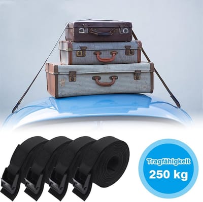Candala stuks spanbanden, sjorriem, bevestigingsriem, 3 m zinklegering, spanband, zwart, met klemslot, verstelbare spanriem voor auto, fiets, motorfiets, bagagepakketten camping