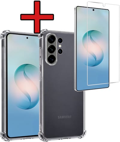 Hoesje - Met Screenprotector - Geschikt voor Samsung Galaxy S26 Ultra - Sterk & Shockproof - Back Cover - Siliconen Case - Telefoon Hoes - Shock Proof - Telefoonhoes - Transparant
