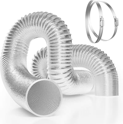4-inch 25-Ft. niet-geïsoleerde flexibele aluminium luchtkanalen voor HVAC-ventilatie met roestvrijstalen klemmen
