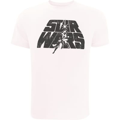 Star Wars Heren Retro Logo Katoenen T-shirt (Wit)