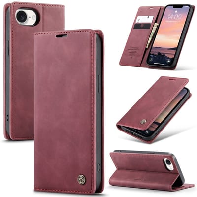 CaseMe Hoesje - Geschikt voor iPhone 16e / 17e Hoesje - CaseMe 013 Book Case - Bordeaux