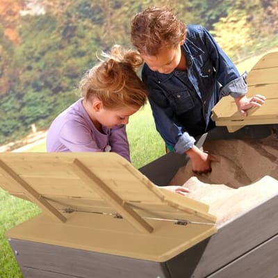 AXI Ella Houten Zandbak in Grijs/Bruin - Limited - Met Zitbankjes en Deksel - FSC hout - 100x95x20cm - Zandbak voor kinderen