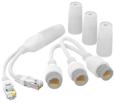 Ethernet Splitter Adapter - Netwerk Splitter Poe Extender - Netwerkverbetering - Waterdicht Ontwerp - 15 cm - Wit