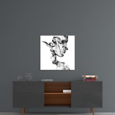 Insigne Glazen Schilderijen - Silhouet glasschilderij - Rook - Abstract - 80×80 cm - 4 mm