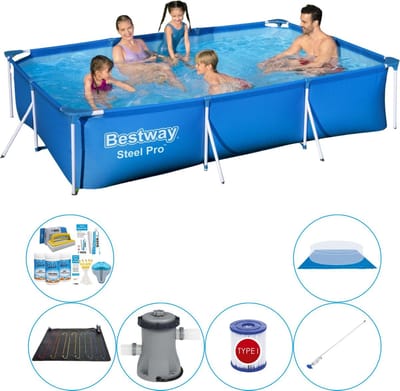 Zwembad Combi Deal - 7-delig - Steel Pro Rechthoekig 300x201x66 cm