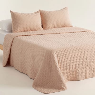 GAMUSI Nara Sprei - Gewatteerd - Superzacht - 180 x 270 cm + 2 Kussenslopen - Taupe - Lichtgewicht Quilt - OEKO-TEX