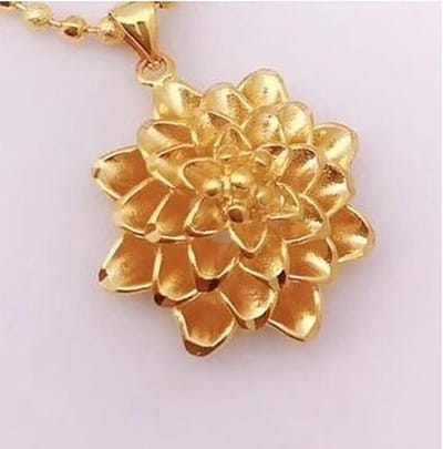 N3 Collecties Dames bloem vergulde gouden hanger met 18k vergulde ketting