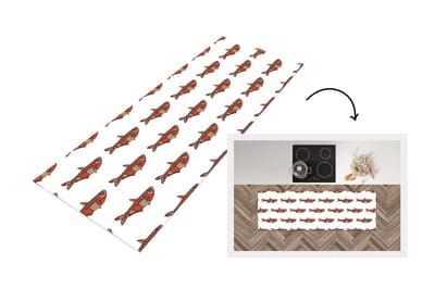 Keukenloper - Loper keuken - Design - Vis - Karper - 150x50 cm - Keukenloper vinyl