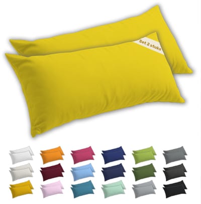Lavea® Zijslaapkussenslopen 40x145 cm Set van 2 – Kussenhoezen van 100% Zachte en Ademende Jersey Katoen met YKK Ritssluiting – Zonnegeel