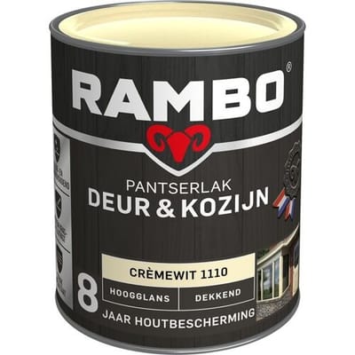 Rambo Pantserlak Deur & Kozijn Hoogglans Dekkend - Goed Reinigbaar - Crèmewit - 0.75L