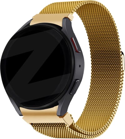 Bandz Milanese loop band geschikt voor Galaxy Watch 7 (40 & 44mm) / Galaxy Watch 6 (Classic) / 5 40mm & 44mm / Watch 5 Pro / 4 & Watch 4 Classic / Watch FE - Gevlochten staal materiaal - Milanees bandje met magneetsluiting - goud