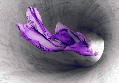 Fotobehangkoning - Behang - Vliesbehang - Fotobehang 3D Tunnel - Paars - Purple Apparition - 300 x 210 cm