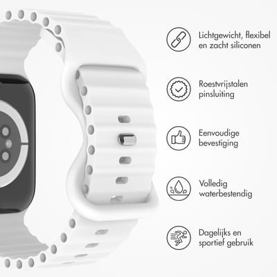 Athletic siliconen bandje - Geschikt voor Apple Watch 1, 2, 3, 4, 5, 6, 7, 8, 9, 10, 11 (42 mm), SE - 38/40/41 mm - Wit